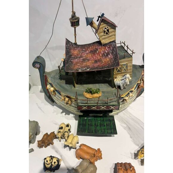 Vintage Handcrafted Iron Noah’s Ark Playset with Animal Figurines Collectible - Picture 12 of 14